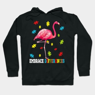 Flamingo Puzzle Piece Autism Awareness Hoodie